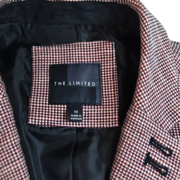 The Limited Women's Blazer in Woven Tweed Red-Orange Black White Career Medium - Picture 6 of 9